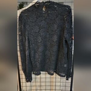 Elegant Black Lace Women's Top Size LARGE